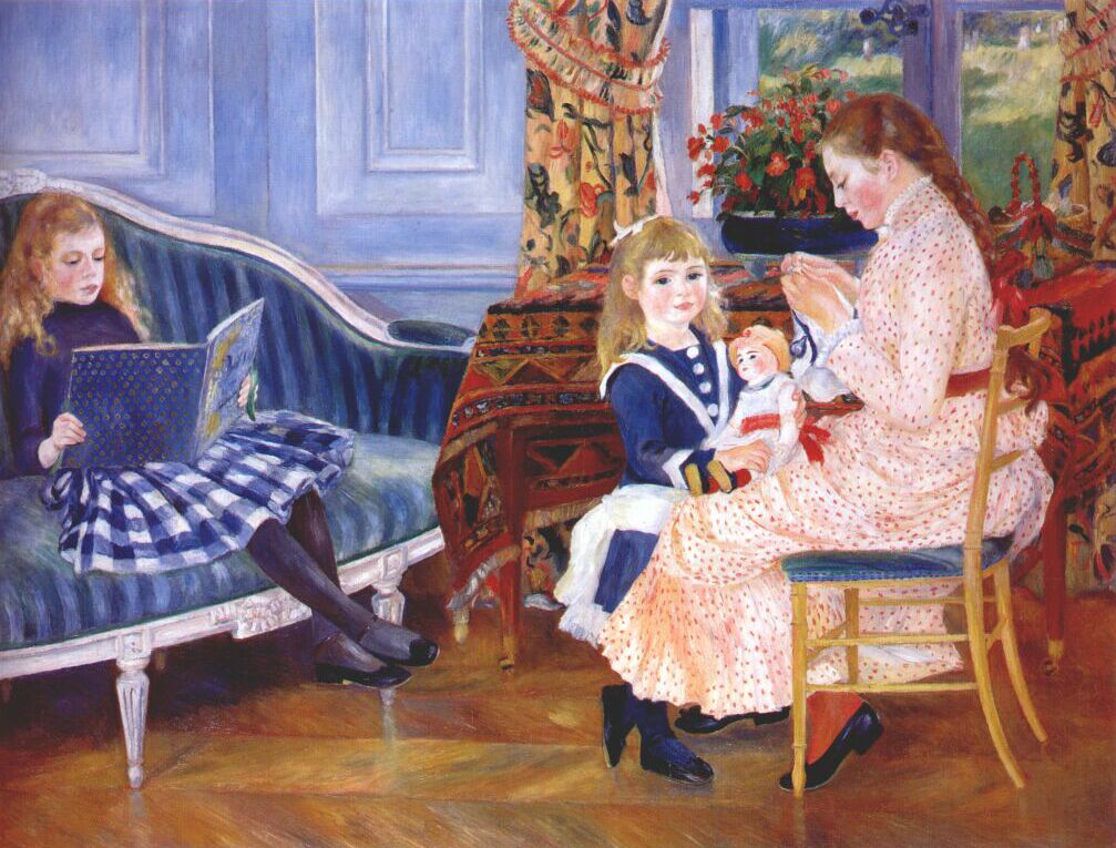 Childrens Afternoon at Wargemont (Marguerite) - Pierre-Auguste Renoir painting on canvas